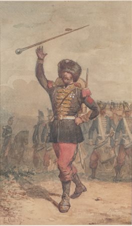 Gustave Oudry (Francia 1833 - 1900)  - Ufficiale di regimento