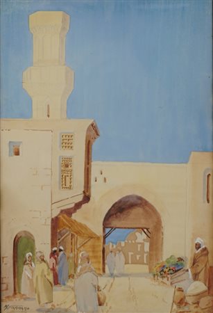 M. Farraro (fine secolo XX) - Mercato in nord Africa