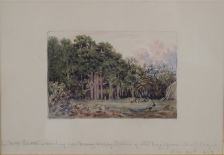 Scuola inglese seconda metà del XIX secolo - Scorcio di parco con uccelli, 1893