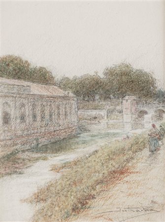 Enrico Intraina (Milano 1870 - 1945)  - Scorcio di Monterone e Seveso