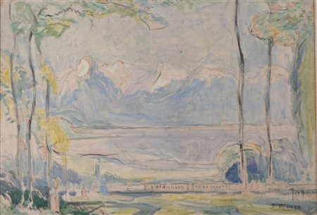 Joseph Alfred Terry (Inghilterra 1872 - 1939)  - Scorcio del lago di Garda