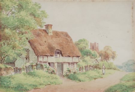E. Hamilton (Inghilterra secolo XIX)  - Campagna inglese con cottage