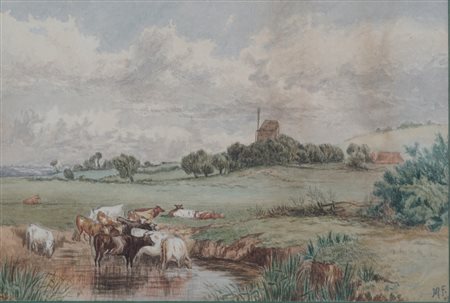 Scuola inglese del XIX secolo - Veduta di campagna