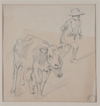 Luigi Chialiva - Studio di contadinello con vitelli
