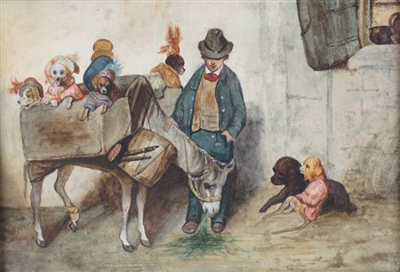 Scuola fine secolo XIX - Il circo dei cani