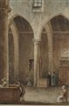 Victor Jean Nicolle (1754 - 1826)  - Interno di basilica con figure in preghiera
