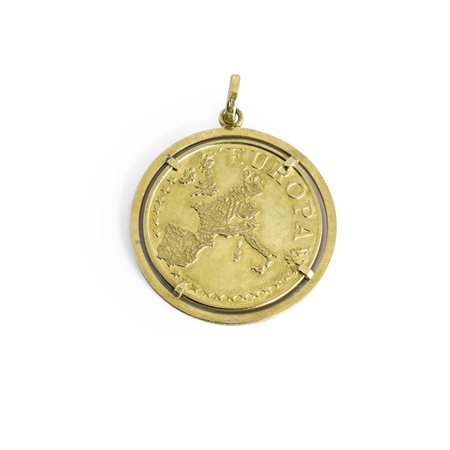 Pendentif in oro giallo 750 con riproduzione della moneta dell'Europa