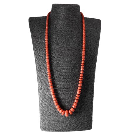 Collana in corallo  IN CORALLO DI TRAPANI A RONDELLE SFACCETTATE A DECRESCERE CON SUSTA IN ORO 750