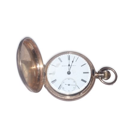 Elgin National Watch  Company - Orologio da tasca in oro 18 kt con fronte e retro decorato a intarsio