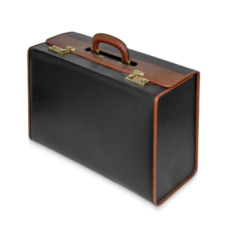 Bottega  Veneta - Borsa 48ore in pelle nera e finiture color cuoio con metalleria dorata
