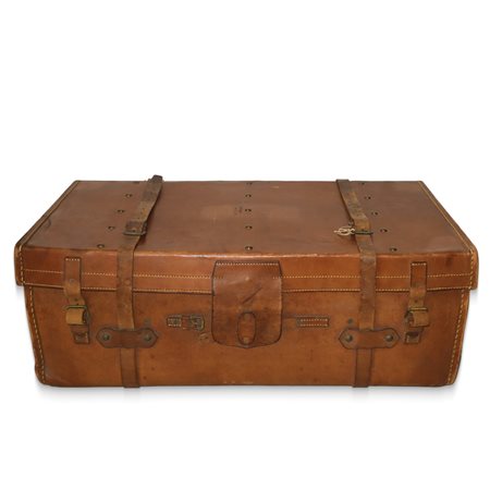 Baule da viaggio vintage in pelle con fibbie