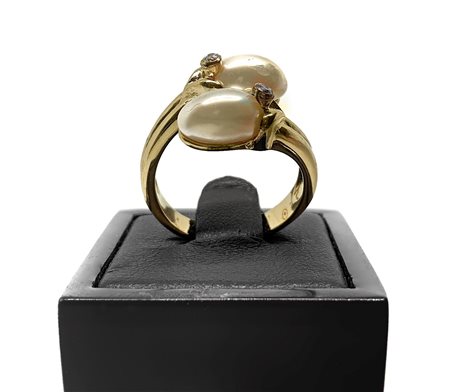 Anello in argento 925 e perle, 20th century