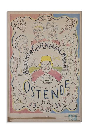 ENSOR JAMES (1860 - 1949) - AFFICHE POUR LE CARNAVAL D'OSTENDE.