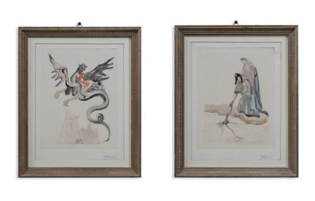 DALI' SALVADOR (1904 - 1989) - DALLA DIVINA COMMEDIA: LES TRAITRES ENVERS LEUR PATRIE; AU DOS DE GERYON.