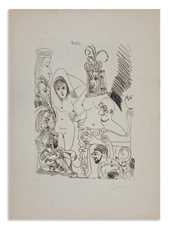 PICASSO PABLO (1881 - 1973) - HOMME BARBU SONGEANT A UNE SCENE DES MILLE ER UNE NUITS (DA SUITE 347).