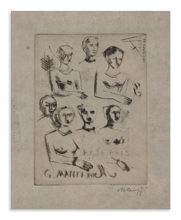 CAMPIGLI MASSIMO (1895 - 1971) - EX LIBRIS G. MANTERO: FIGURE A MEZZOBUSTO.