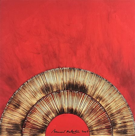 Bernard Aubertin “Dessin de feu sur table rouge” 2008
