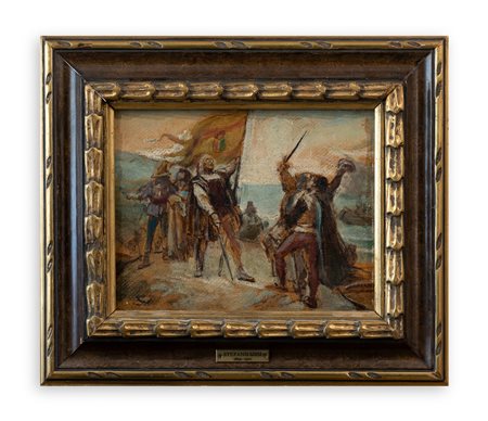 STEFANO USSI (1822-1901) - Lo sbarco di Colombo