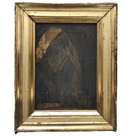 Anonimo XIX secolo. "Interno medievale"