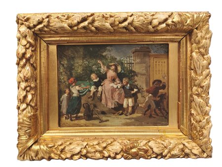 Scuola francese XIX secolo. "Giochi con le bolle"