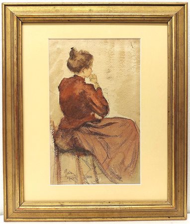 Adrien Godien (1873 -1949). "Ritratto femminile seduto"