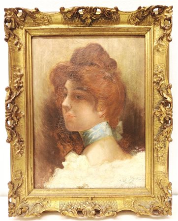 Scuola francese del XIX secolo. "Ritratto femminile"