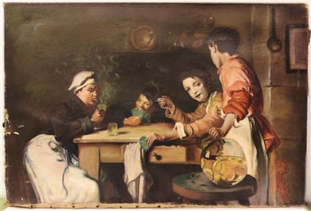 Scuola francese del XX secolo. "La partita a carte"