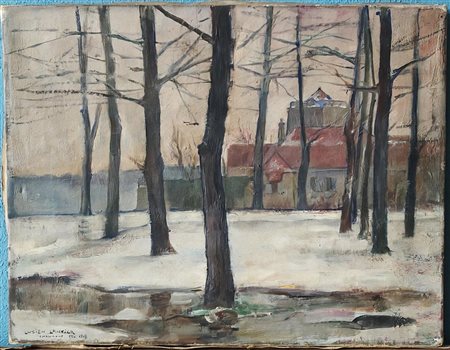 Lucien Lantier (1879 - 1960). "Paesaggio invernale"