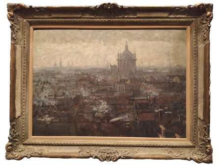 Elio Palazzo (1898 - 1992). "I tetti (Milano)"