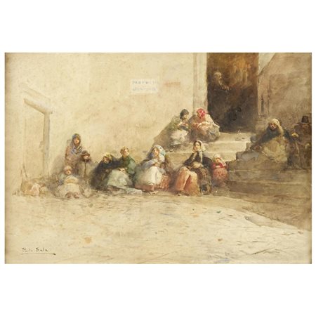 Paolo Sala (1859 - 1924). "Riposo sul sagrato"
