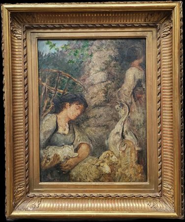 Mose Bianchi ( 1840 - 1904). "Scena pastorale"