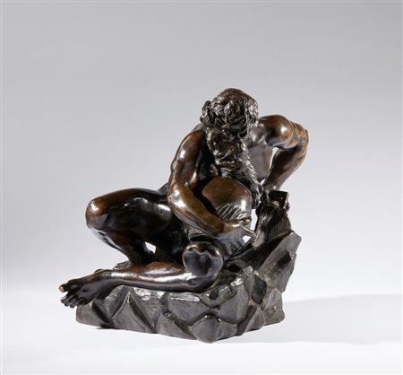  
Dio Fiume. Pietro Tacca (Carrara, 1577- Firenze, 1640) Bottega di. Bronzo patina rossastra traslucida. Provenienza Christie's Roma, 24-25 Novembre 1987, lotto141. Collezione privata lombarda 
 cm 37 x 25 x 28 