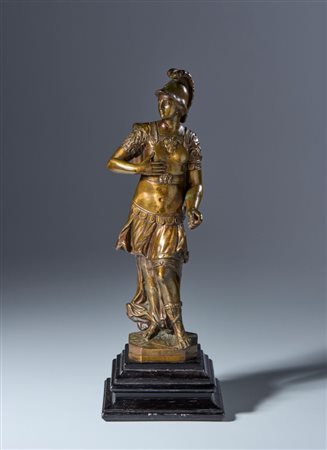  
Minerva. Tiziano Aspetti, Bottega. XVI-XVII secolo. Bronzo patina trasparente dorata  
 cm 35 x 14 x 11