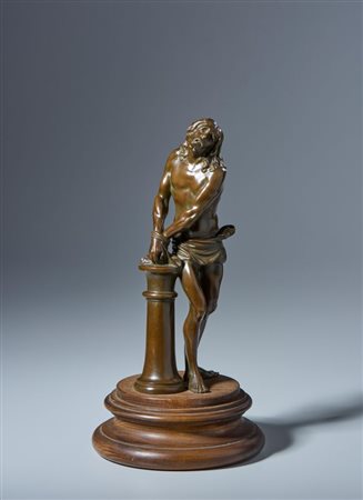  
Cristo alla colonna. Scuola Toscana? XVII-XVIII secolo. Bronzo a patina marrone  
 cm 31 x 11 x 8