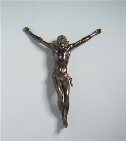  
Cristo vivo nudo. Francesco Mochi (Montevarchi,1580-Roma 1654) Attribuito. XVII secolo. Bronzo patinato  
 cm 28 x 21 x 4,5 