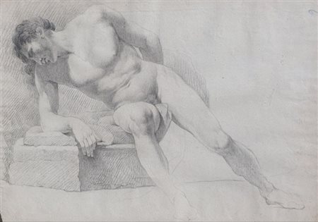  
Narciso alla fonte. Matita su carta. XVIII secolo.  
 cm 31,5 x 45,5 