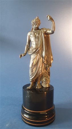 
Antinoo.  Metallo argentato. XIX secolo.  
 21,5 x 8 x 8