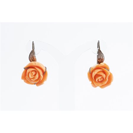 ORECCHINI in argento con rose in corallo