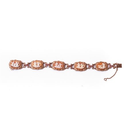 BRACCIALE in oro giallo 9 KT con sardonici e rubini