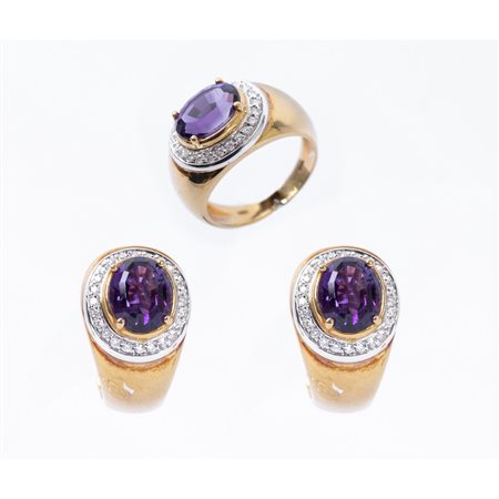 PARURE composta da anello e orecchini in oro 18 KT e brillanti