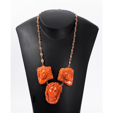 COLLANA in corallo e oro giallo 9 KT