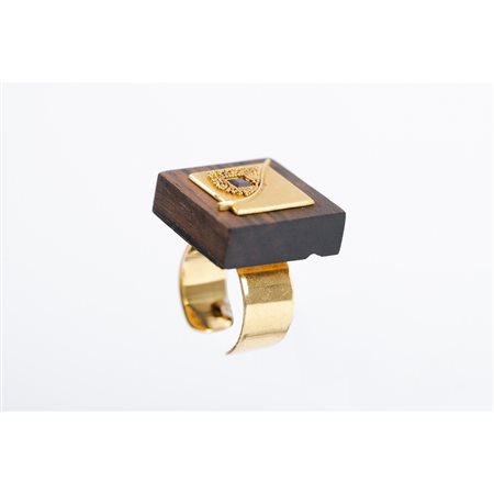 SAVERIO CAVALLI, Anello in oro giallo 18 KT e granato