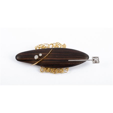 SAVERIO CAVALLI, Spilla in oro 18 KT con brillanti