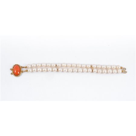 BRACCIALE 2 fili perle con susta e divisori in oro 18 KT