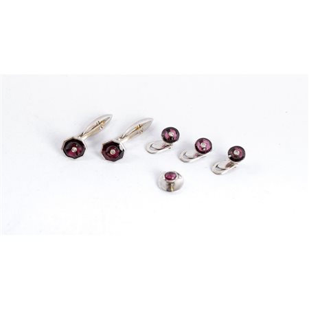 SET BOTTONI SMOKING in oro bianco 18 KT con diamanti