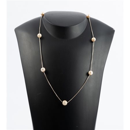 COLLANA in oro bianco 18 KT con perle coltivate