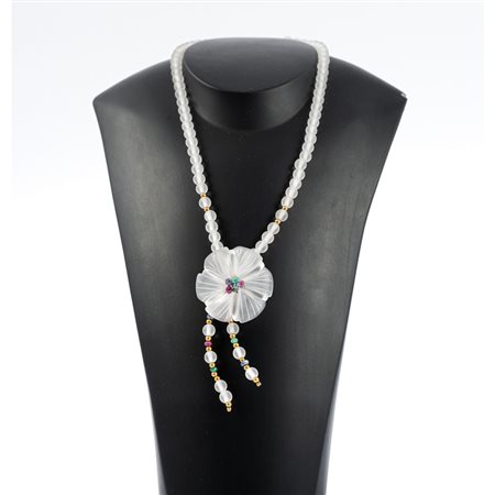 COLLANA in cristallo Rocca con gancio e divisori in oro 18 KT