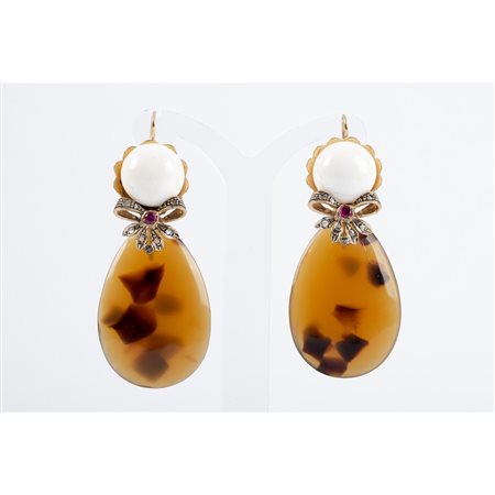 ORECCHINI in oro giallo 9 KT e argento con diamanti