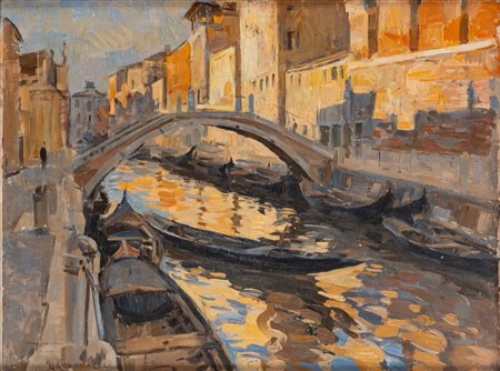 Umberto Coromaldi (Roma 1870 - 1948)  - Canale a Venezia