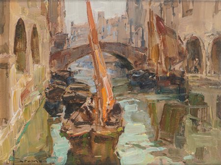 Angelo Brombo (Chioggia 1893 - Padova 1962)  - Canale a Venezia